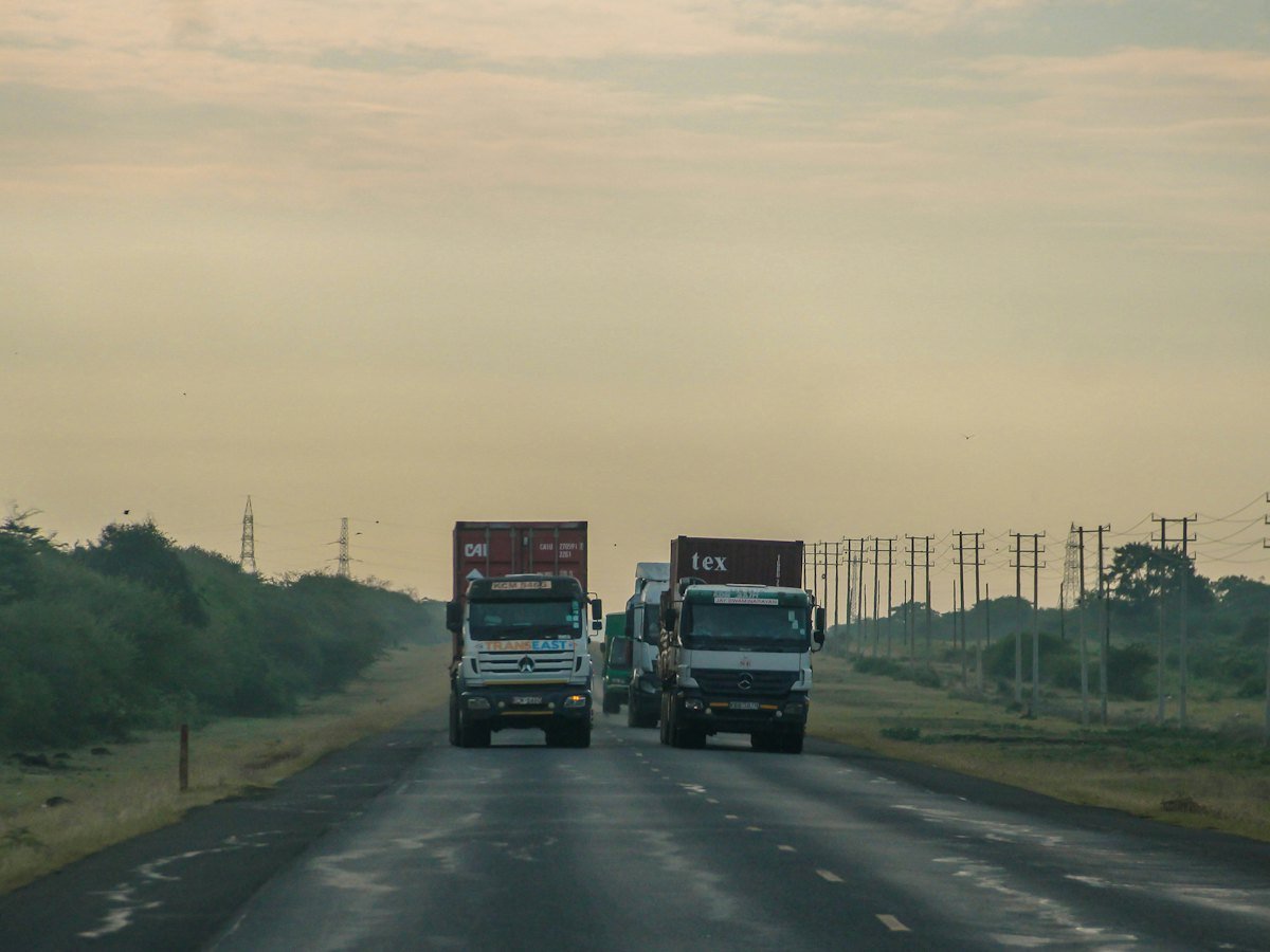 Two lorries on a long straight road
